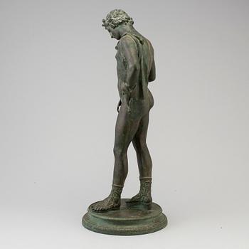 A 20th century bronze sculpture of Narcissus.