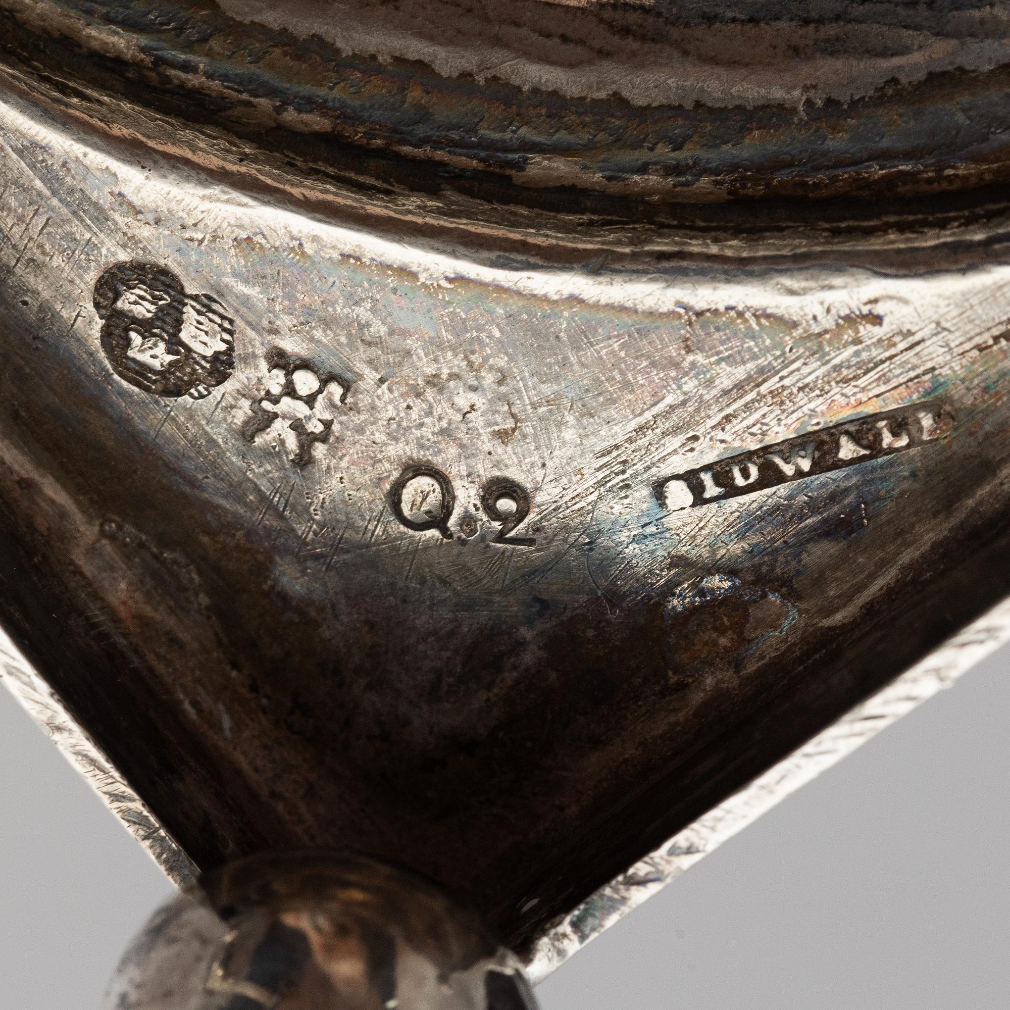 Gustaf Henrik Sidwall, ljusstakar, ett par, silver, Norrköping 1798. Gustavianska.