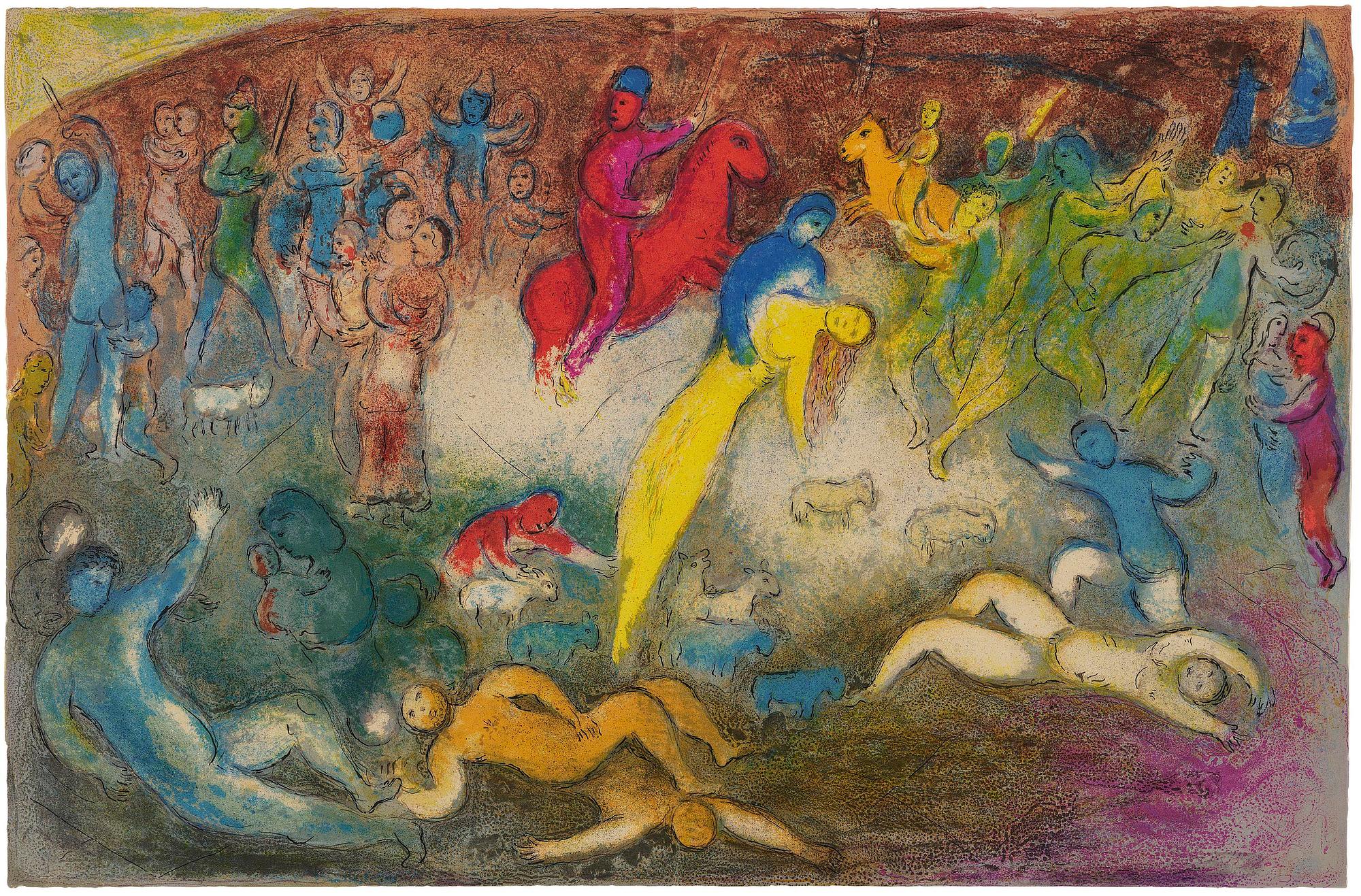 Marc Chagall, "Chloe is carried off by the Methymneans", ur: "Daphnis and Chloe".