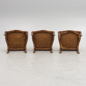 A set of three Louis XV chairs a chassis by Louis Cresson (master in Paris 1738-61).