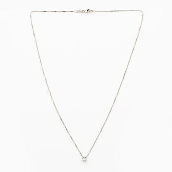 Pendant with chain, 18K white gold set with brilliant-cut diamond.