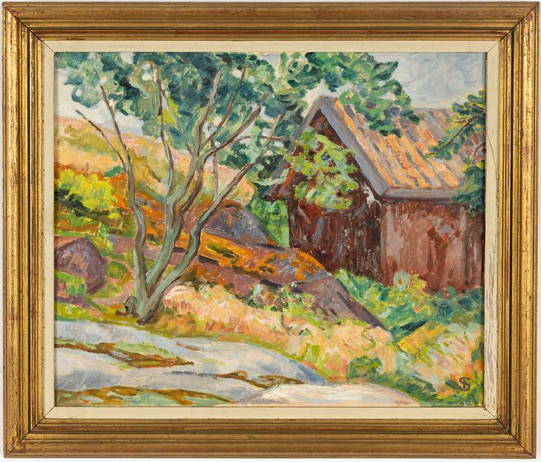 Ingrid Simonsson,  oil on paper/paper-panel, signed with monogram.