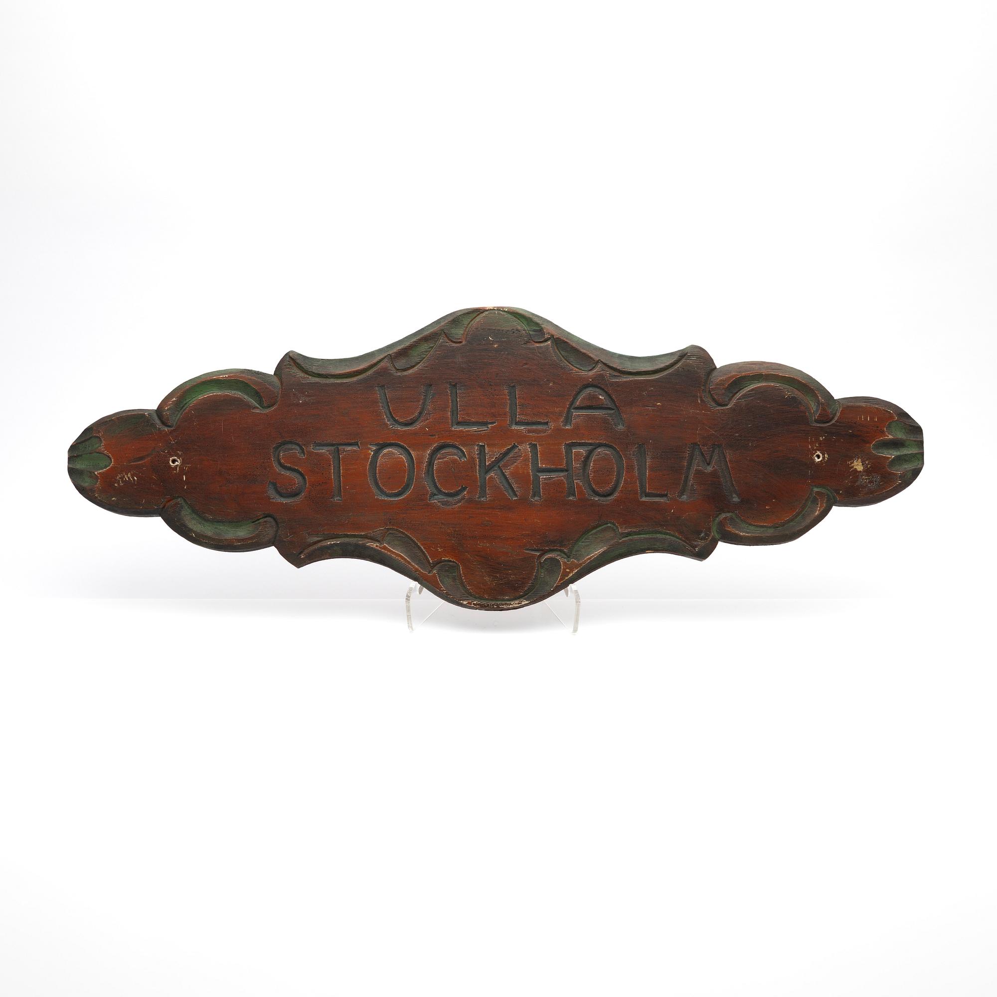 Name board "Ulla Stockholm".