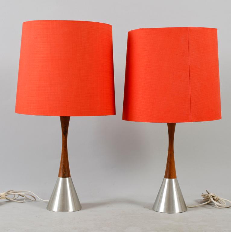 BORDSLAMPOR, 1 par, jakaranda och stål, Bergboms, 1900-talets mitt.