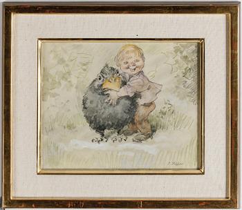 Robert Högfeldt · ROBERT HÖGFELDT, akvarell och krita, signerad.