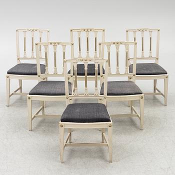 Chairs, 6 pcs, Gustavian style, around the year 1900.