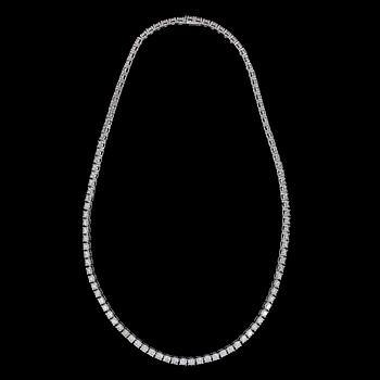 A brilliant cut diamond necklace, tot. app. 16.09 ct.