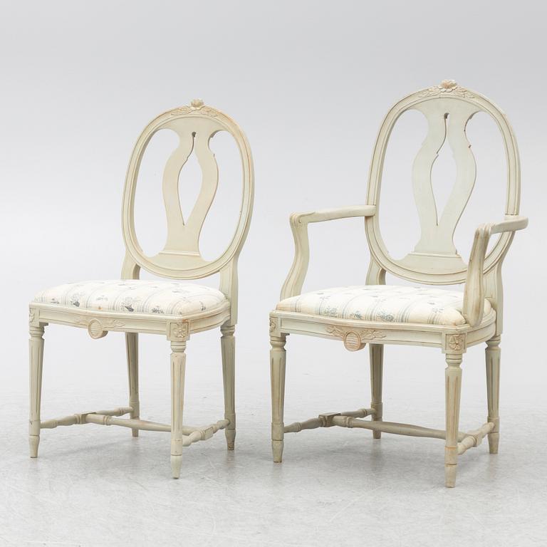 Twelve Gustavian style chairs, second half of the 20th Century.