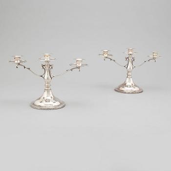 CANDELABRA, a pair, sterling silver, Mexico. Second half of the 20th century.