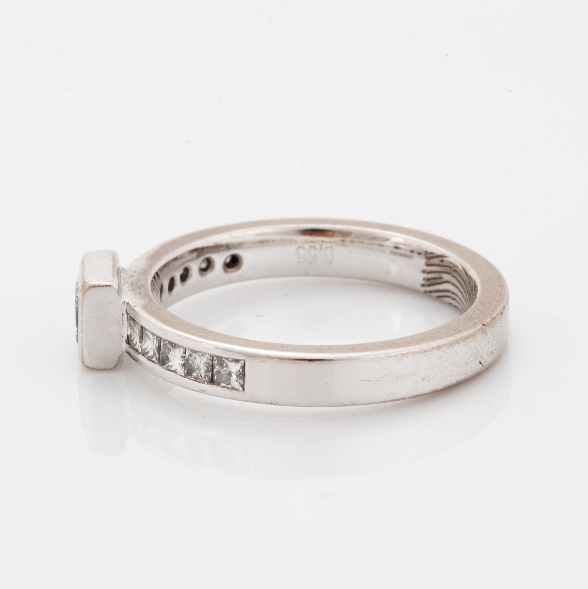 Princess-cut diamond ring.