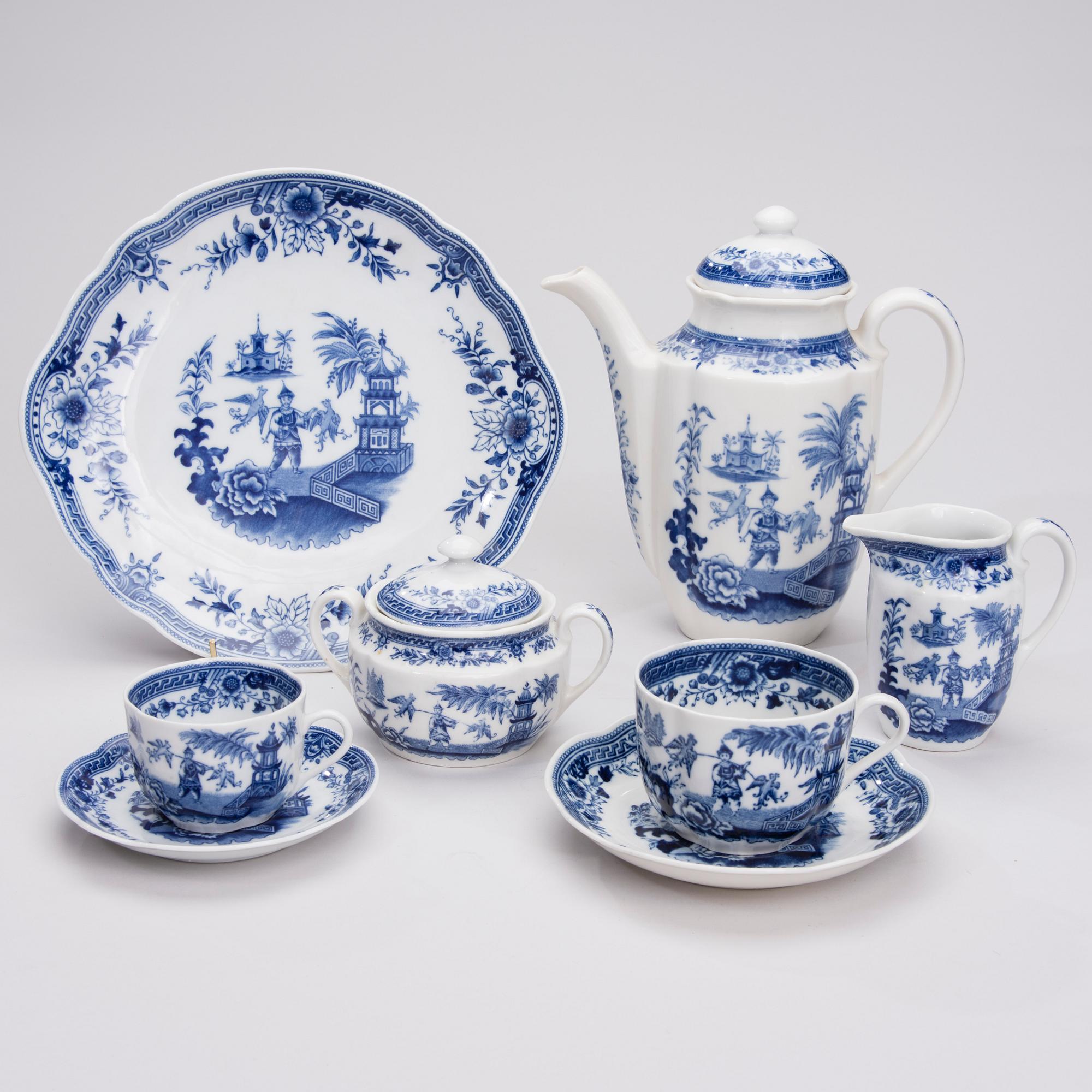 KAFFE- SAMT TESERVIS, 36 delar, porslin, "Singapore", Arabia, 1960-70-tal.