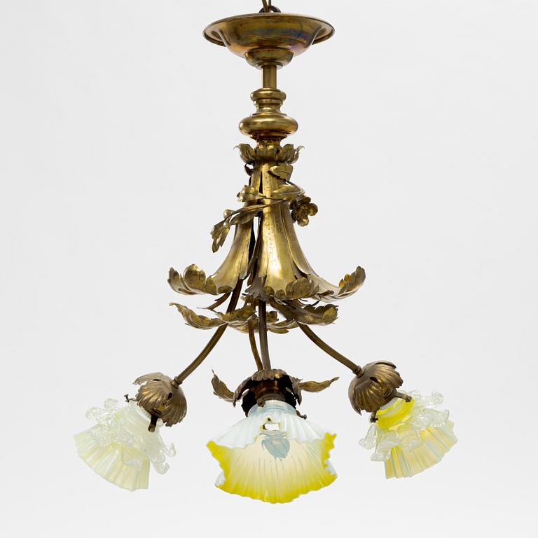 Ceiling lamp for 3 lights, Art Nouveau, early 20th century.