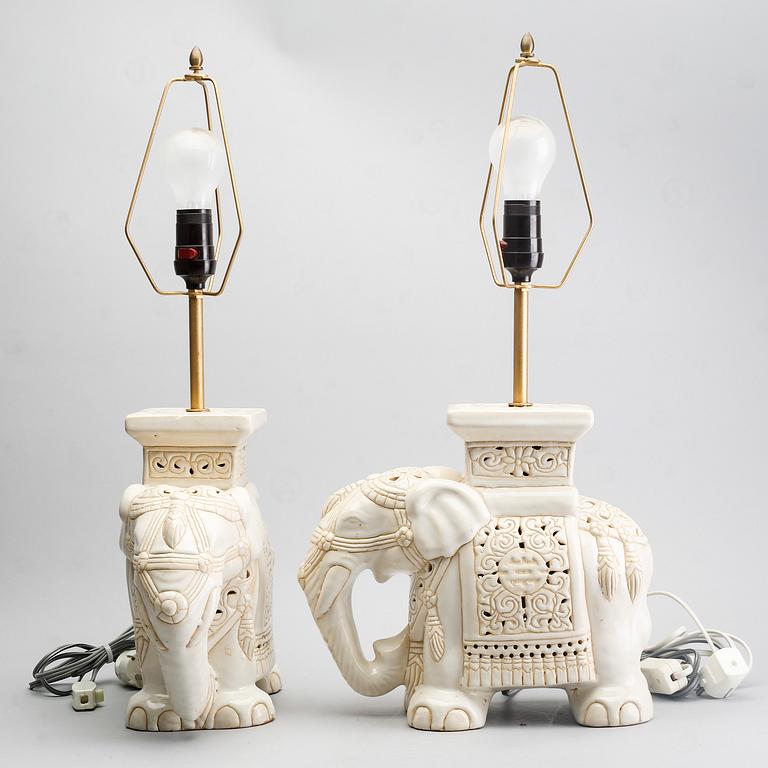 A pair of ceramic table lamps, second part of the 20th century.