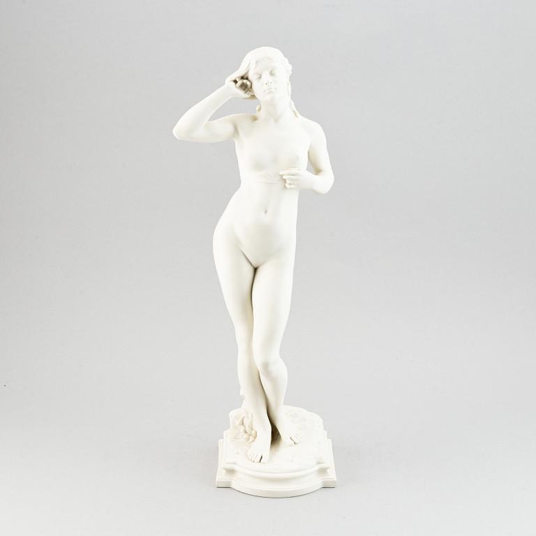 A parian ware figurine after the sculpture "Snöklockan" by Per Hasselberg, Gustavsberg.