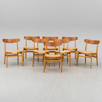 HANS J WEGNER, stolar, 8 stycken, "CH-23", "Spisestolen", Carl Hansen & Son, Danmark, 1900-talets andra hälft.