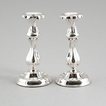 LJUSSTAKAR, 1 par, silver, svenska stämplar 1854.