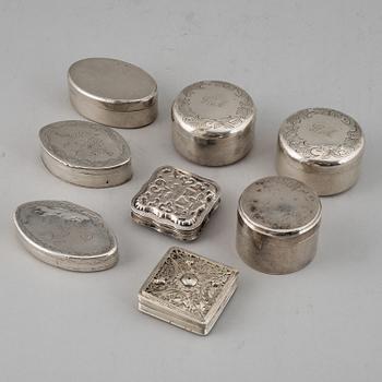 DOSOR, 8 stycken, silver. Sent 1700/1800-tal.