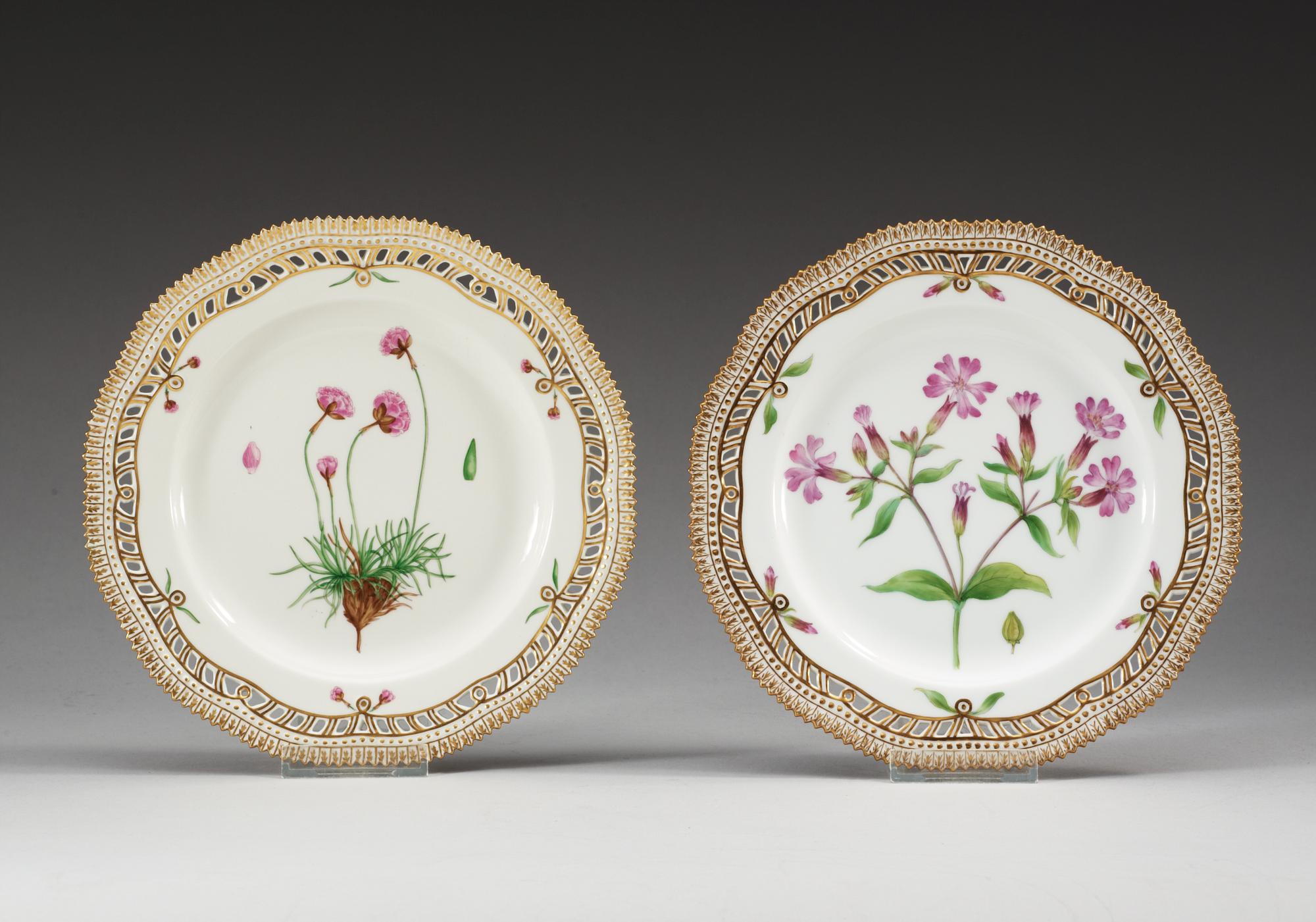 TALLRIKAR, sex stycken, porslin. "Flora Danica", Kungl. Dansk, 1900-tal.