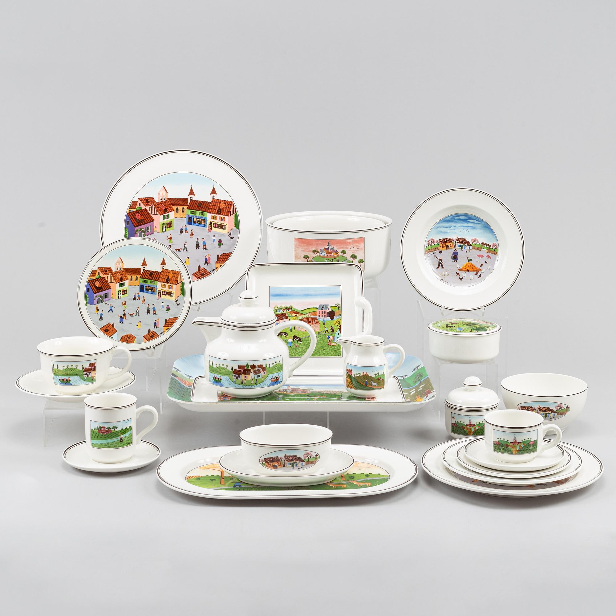 Gérard Laplau, a 90-piece porcelain 'Naif' dinner service