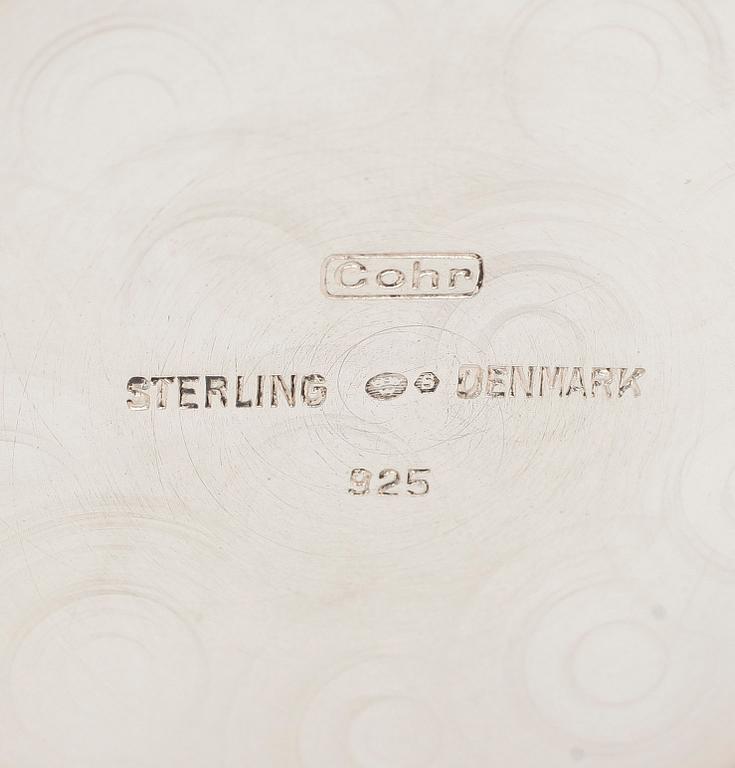 KAFFESERVIS, 3 delar, sterlingsliver, Cohr, Danmark 1900-tal. Tot ca 1060 gram.