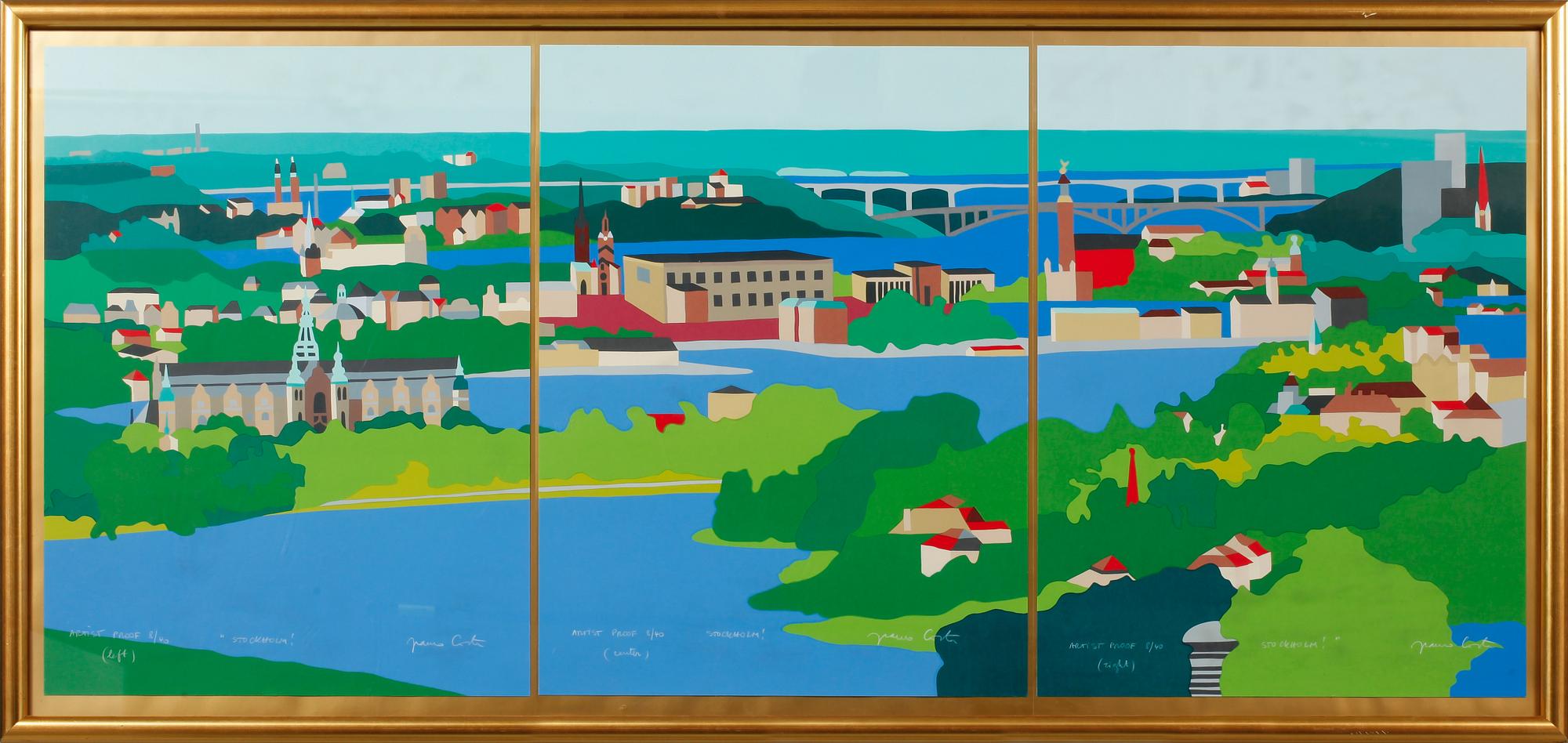 FRANCO COSTA, färgseriegrafi, triptyk, signerad och numrerad 8/40.