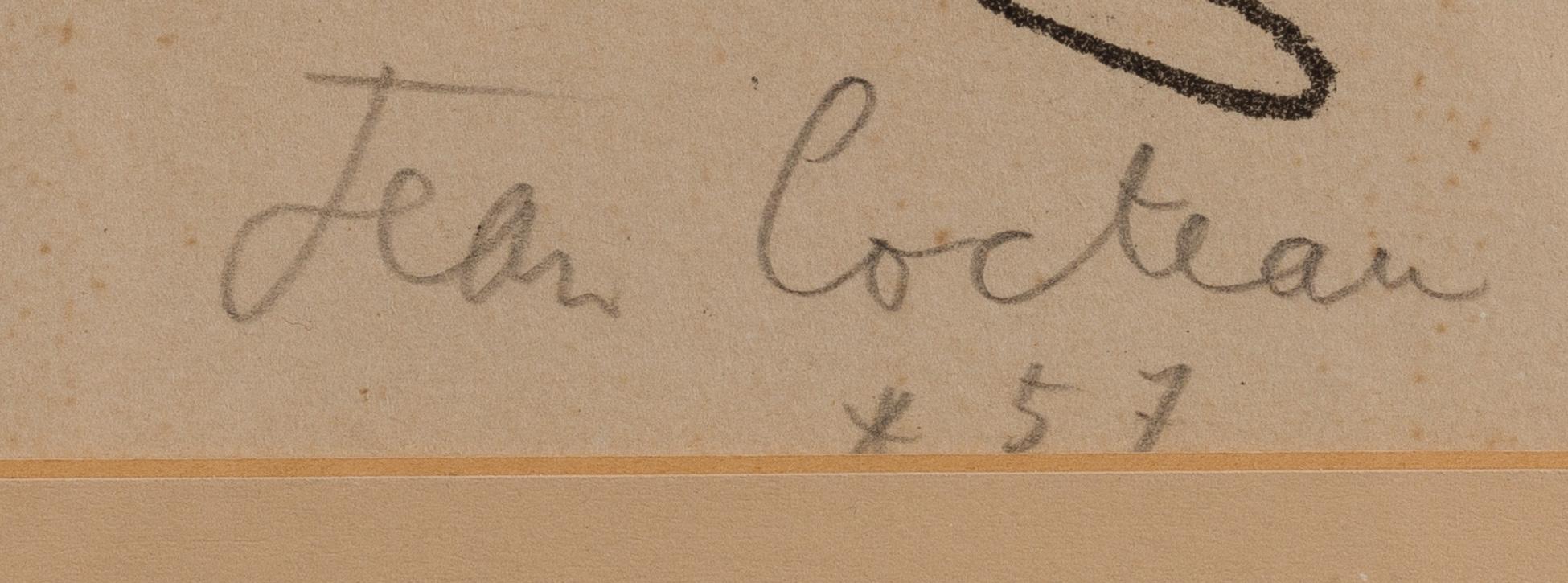 JEAN COCTEAU, litografi, signerad, numrerad 26/35 samt daterad -57.