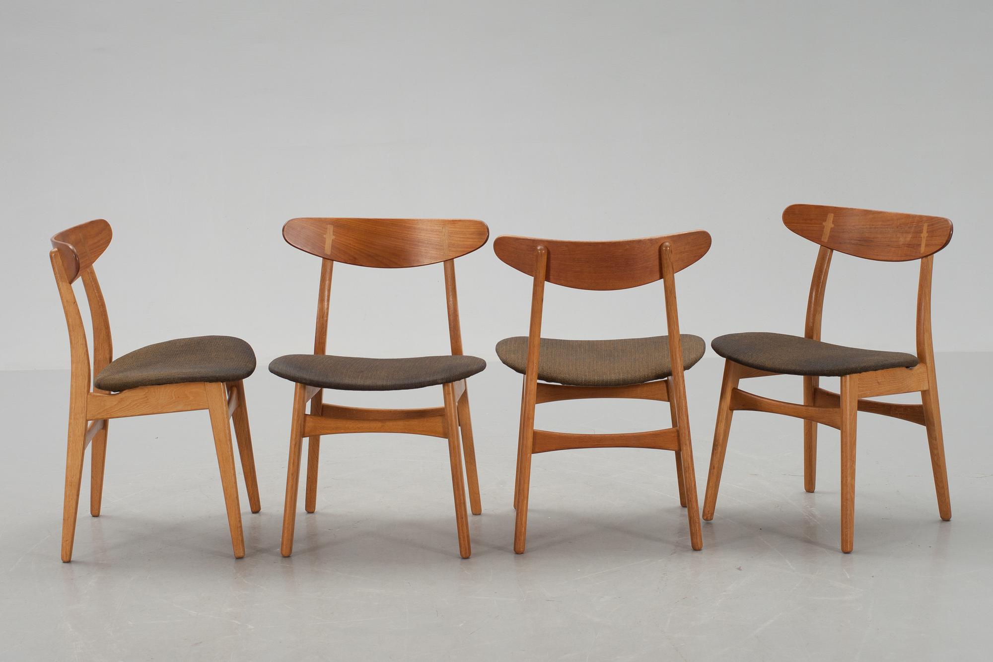 STOLAR, 4 st,"CH-30", Hans J. Wegner, Carl Hansen & Son, Danmark 1950-60-tal.