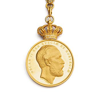 343. The Royal Illis Quorum medal in gold with chain awarded to Ludvig Berckhan Falkman.