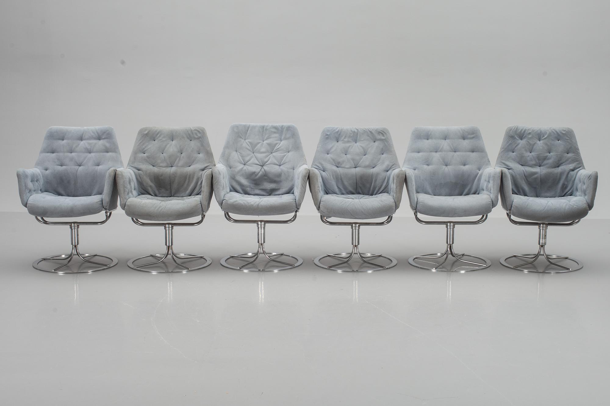 FÅTÖLJER 6 st, design Bruno Mathsson för Dux "Master".