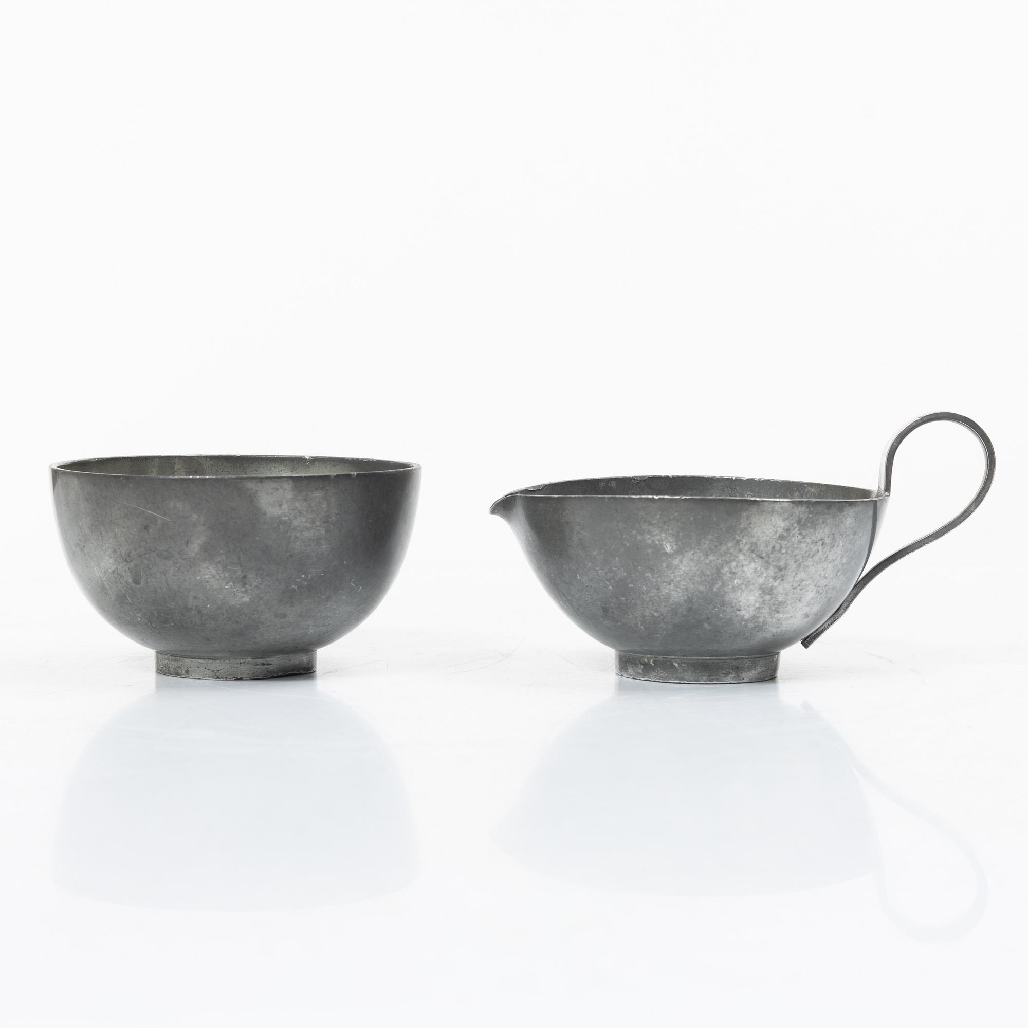 Firma Svenskt Tenn, sugar bowl and cream jug, Stockholm, 1953-54.