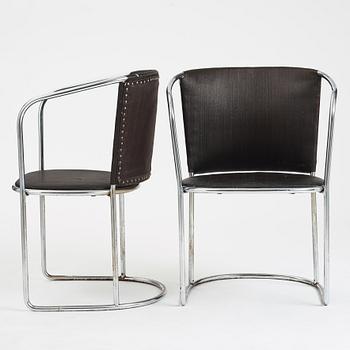 Axel Einar Hjorth, a pair of "Tösse" tubular steel armchairs, Nordiska Kompaniet, Sweden 1930.