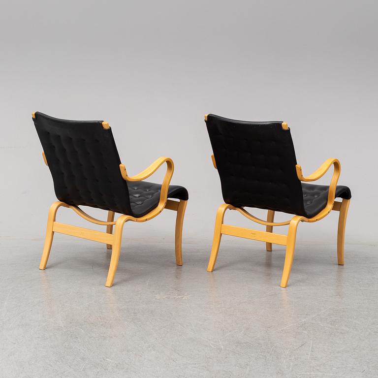 A pair of 'Mina' chairs designed by Bruno Mathsson, Bruno Mathsson International, Värnamo, Sweden.