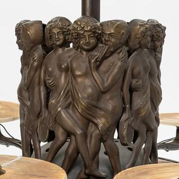 An Art Nouveau Bronze Ceiling Light, early 20th century.