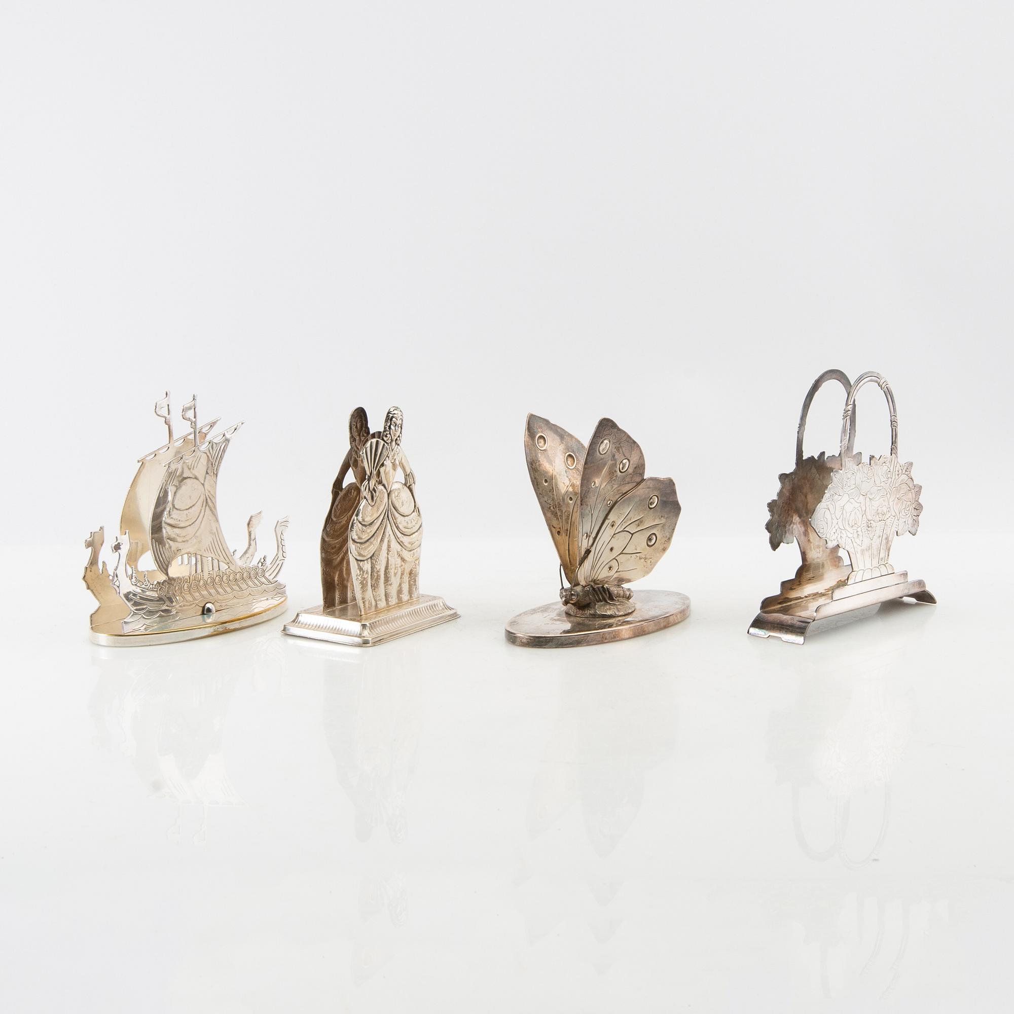 Napkin holders, 4 pieces, silver-plated, first half of the 20th century.