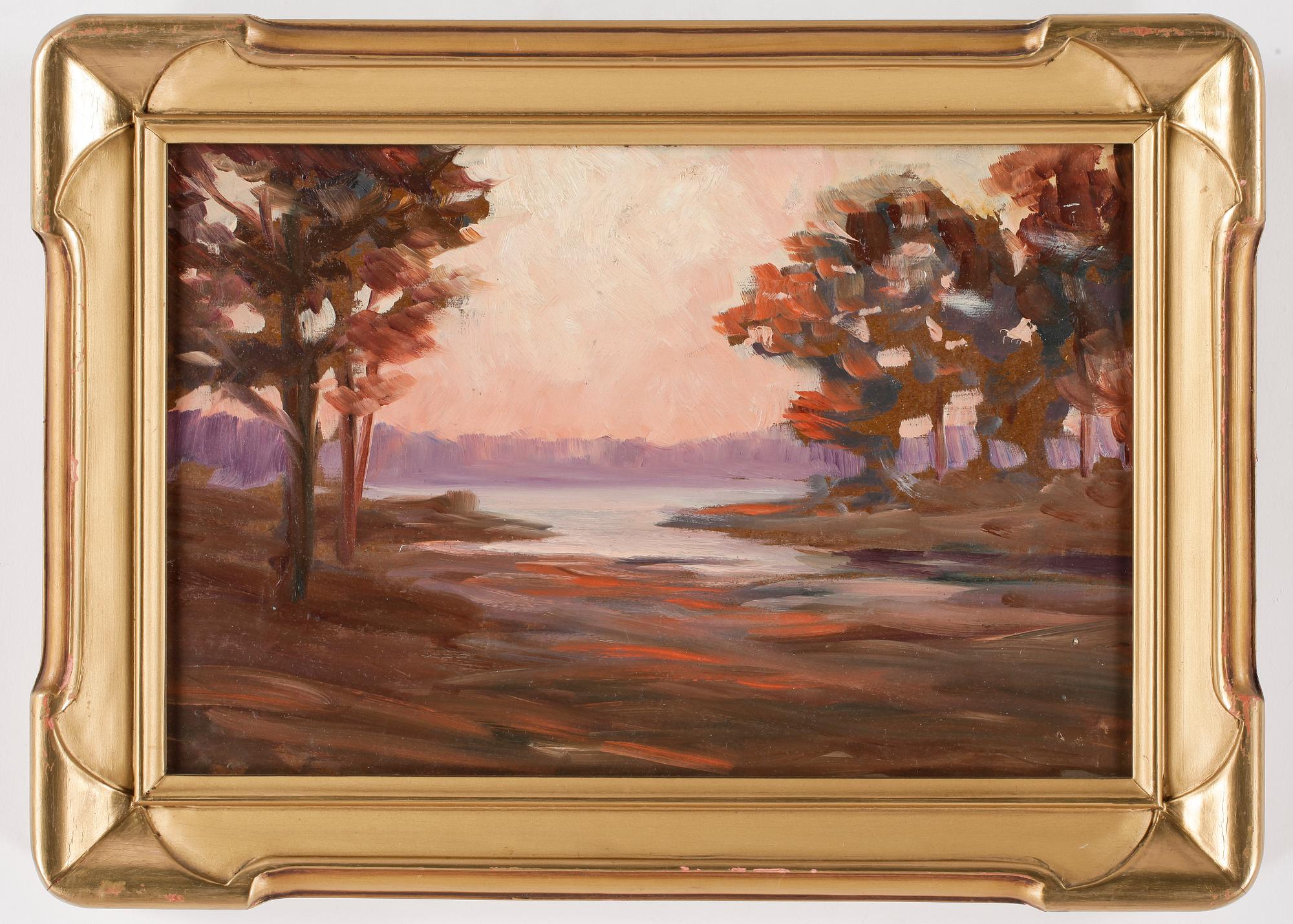 OKÄND KONSTNÄR, 2 st, olja på pannå, omkring 1900-talets mitt.