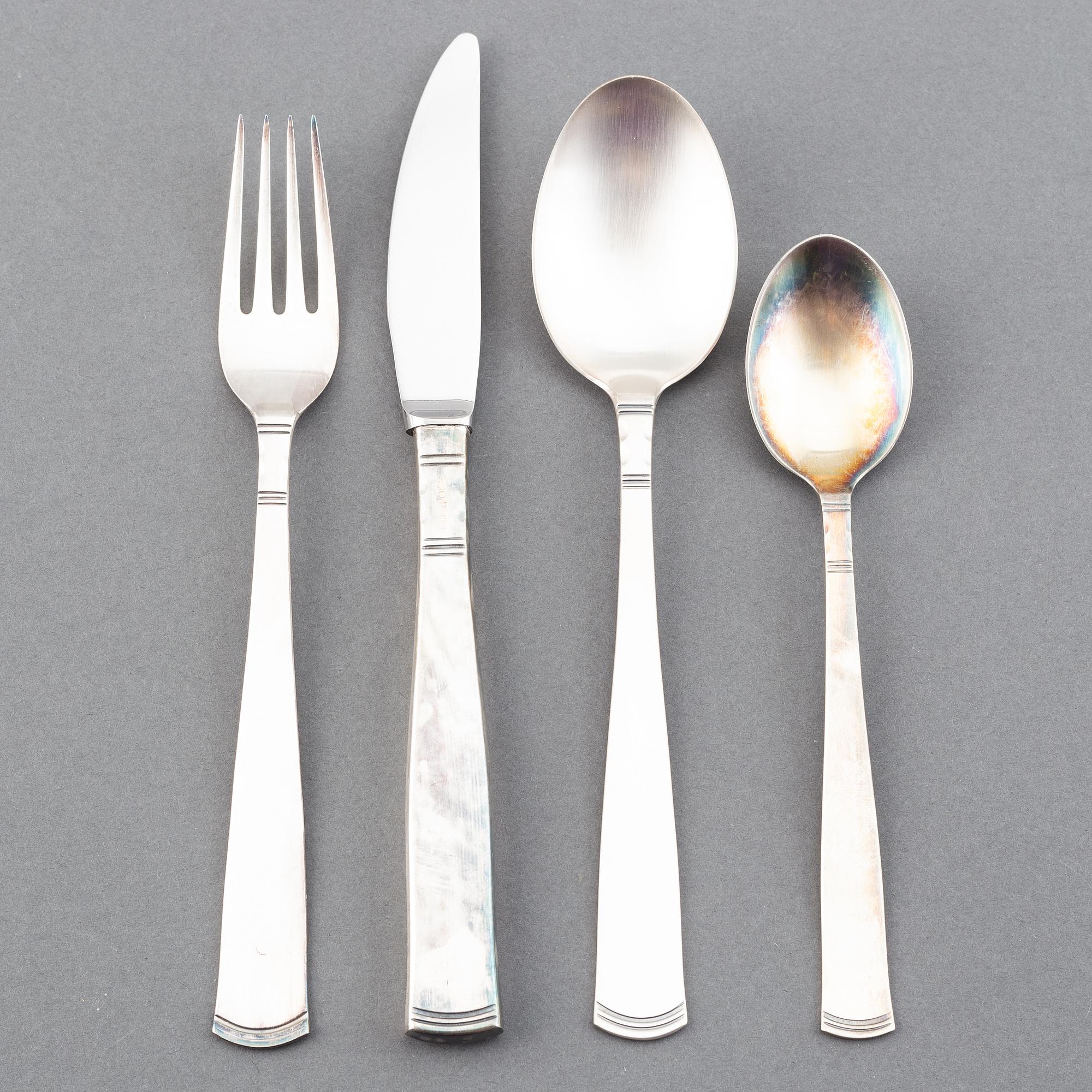 Jacob Ängman, silver cutlery, 32 pcs, Rosenholm, GAB.
