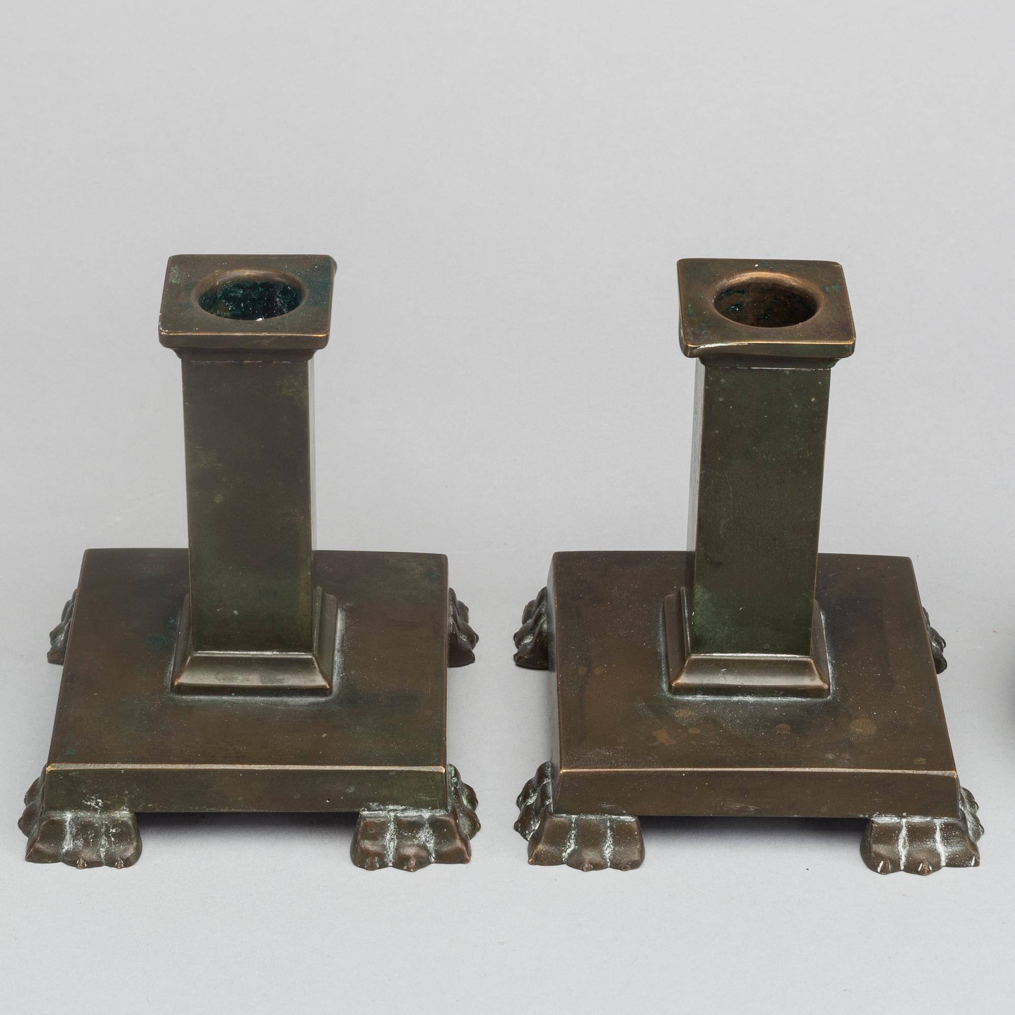 LJUSSTAKAR OCH VAS, 2+1 st,brons GAB design Jacob Ängman.