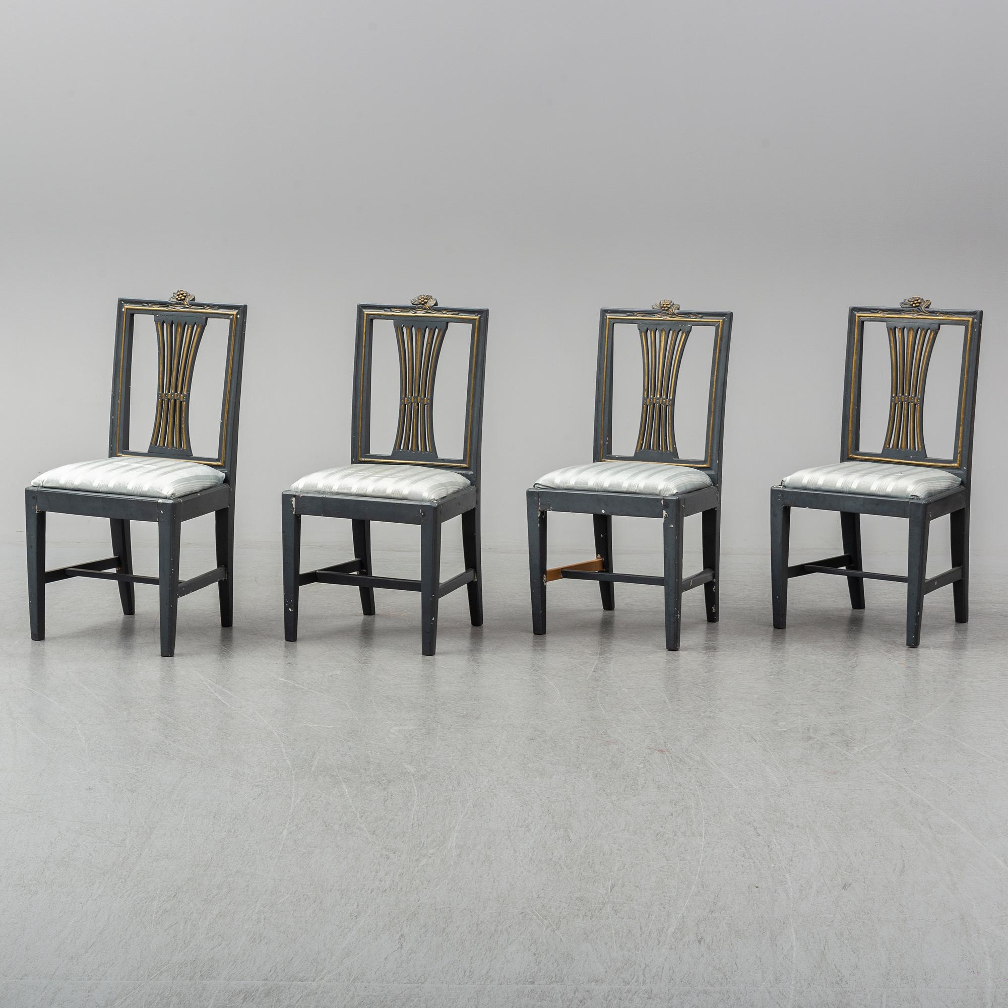 Four Gustavian chairs, Lindome, circa 1800.