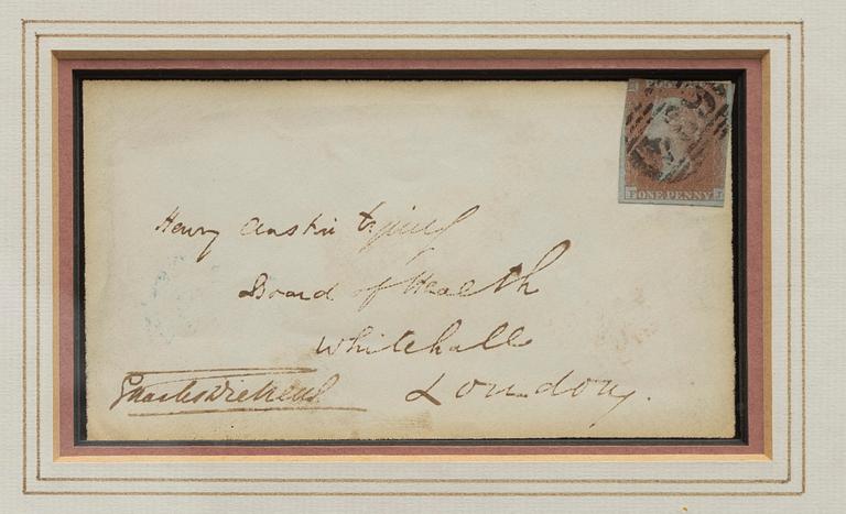 Charles Dickens, signerat brevkuvert till adresserat till Henry Austin, 1851.