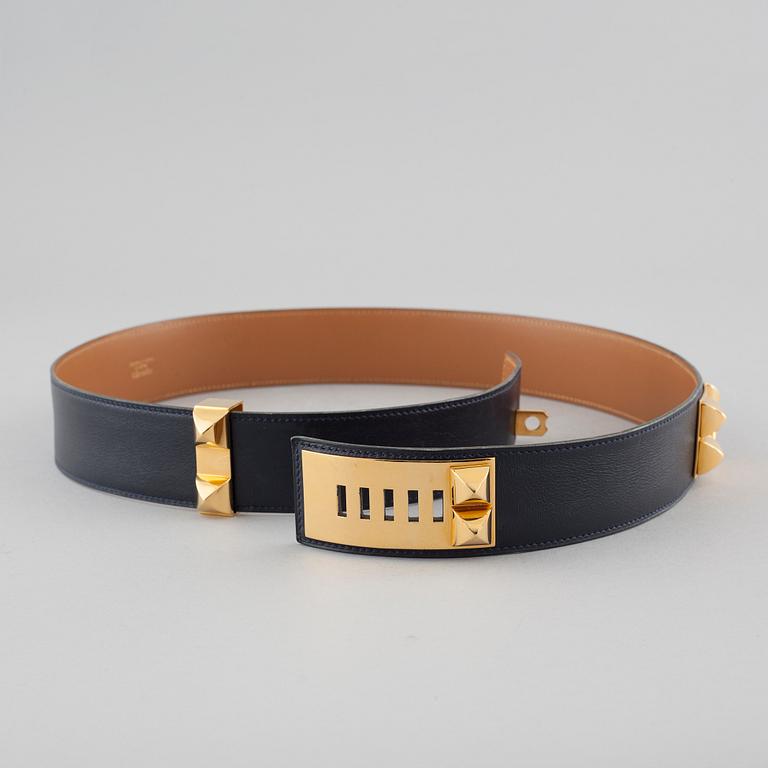 HERMÈS, Collier de Chien belt buckle & leather strap.