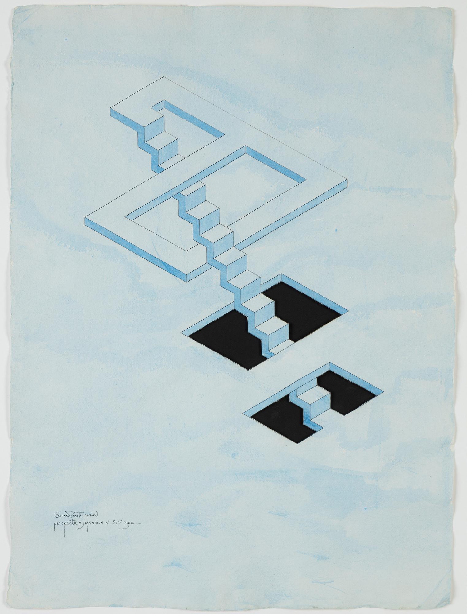 Oscar Reutersvärd, watercolour and ink, signed.
