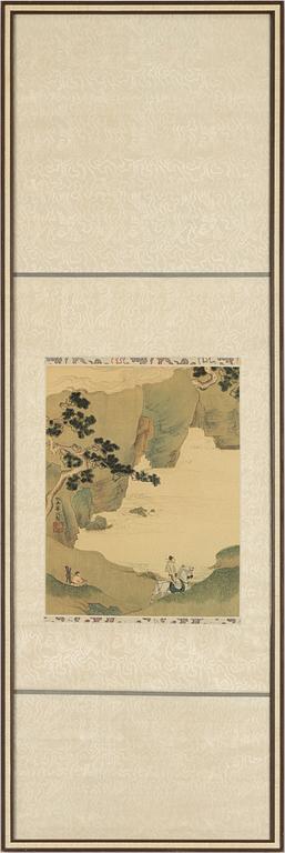 A Chinese painting, ink and colour on silk, 20th century.