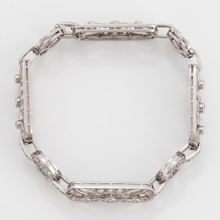 A platinum bracelet set with old- and eight-cut diamonds.