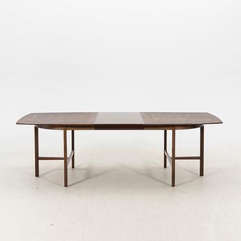 A table and four chairs in lacquered mahogany by David Rosén, "Triva-diné", middle of the 20th century.