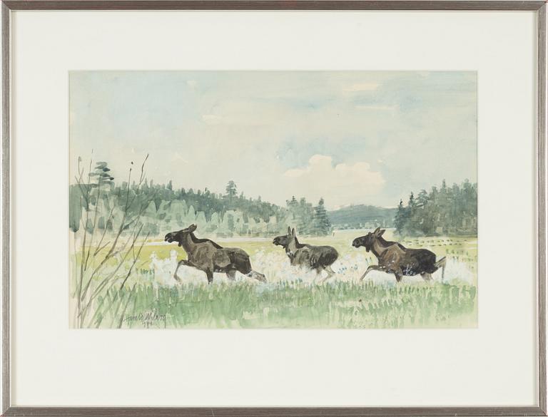 Harald Wiberg, watercolour, signed and dated 1974.