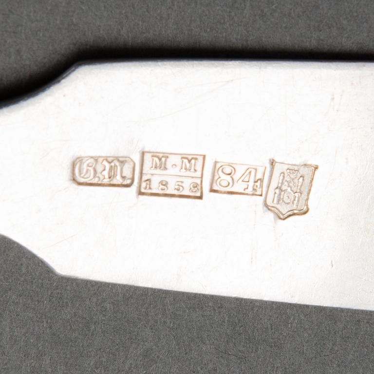 A set of twelve silver dinner forks from Dorpat, mark of Christian Nagel, 1858/1863, and C. Jürgens, 1856/1857.
