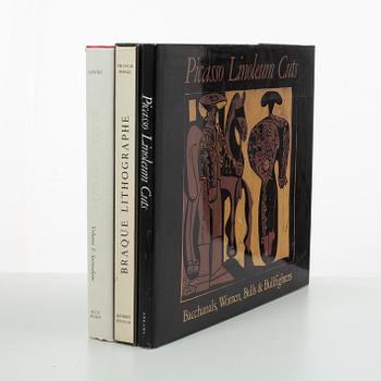 Art books, 3 pcs, Picasso Linoleum Cuts, Braque Lithographe, and André Masson - The Complete Graphic Work, vol 1.