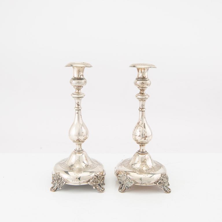 Ljusstakar två par silver 1800-talets slut.