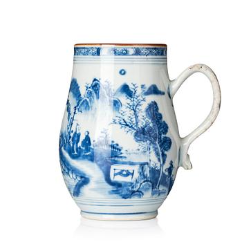 1161. A blue and white jug, Transition, 17th century.