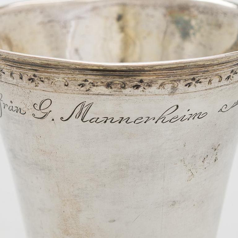 A mid-18th-century silver beaker, maker's mark of Johan Andersson Starin, Stockholm 1746.